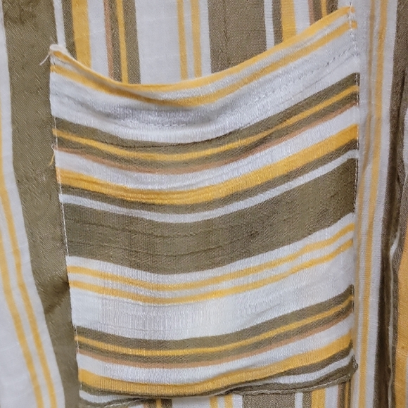 Striped Button-Down Shirt in Olive and Cream - Picture 4 of 16